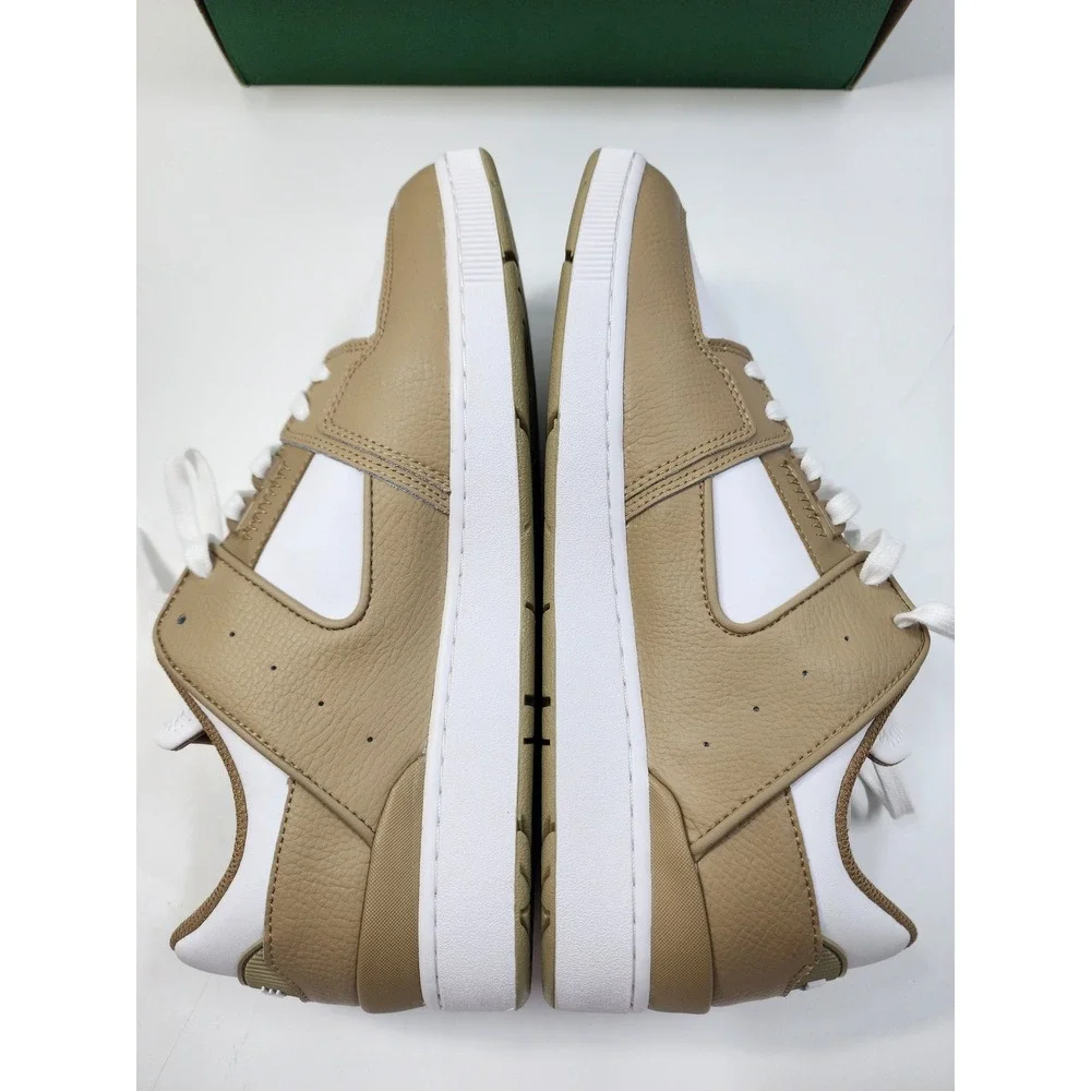 Lacoste Court Cage 224 1 Mens White Tan Leather Sneakers 748SMA0016BW8 Size 12